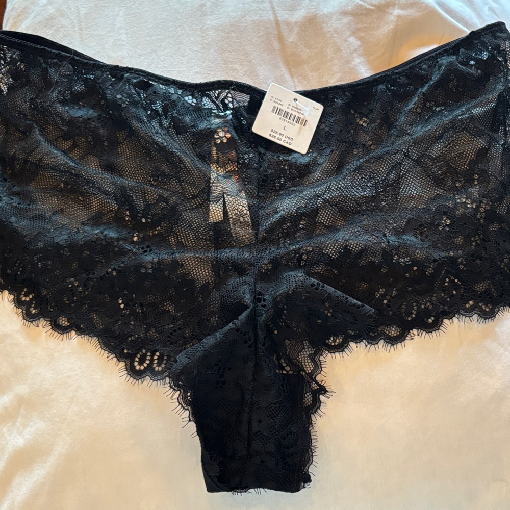 NWT Anthropologie Black Lace Hipster Panties
